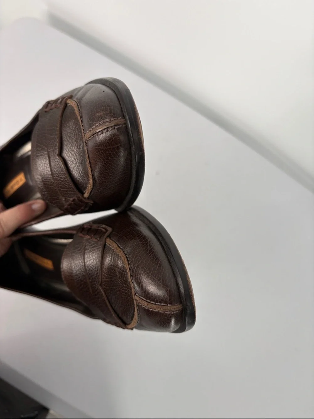 🐦‍⬛ Via Spiga Dark Brown Leather Mid Heel Loafer Pump